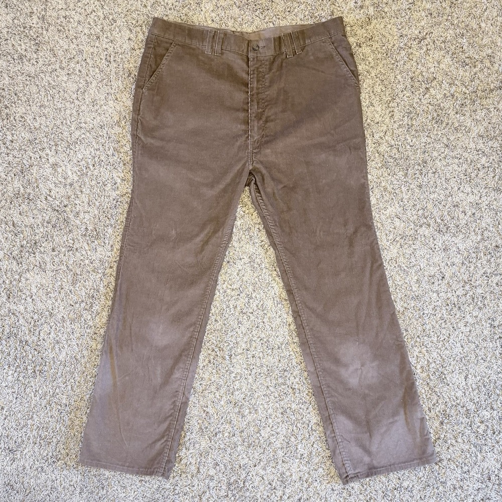 Vintage Levi's Corduroy Pants Men 40x30 Brown Flap Pockets Made In USA 70s Rare